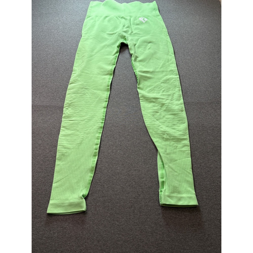 Womens Best Seamless High Waisted Leggings Lime Green Neon Size M Activewear